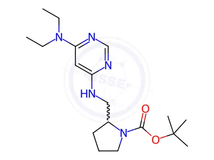 Chemical structure of 2-[(6-DiethylaMino-pyriMidin-4-ylaMino)-Methyl]-pyrrolidine-1-carboxylic acid tert-butyl ester