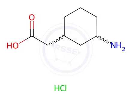 Chemical structure of 2-(3-aminocyclohexyl)acetic acid hydrochloride, Mixture of diastereomers