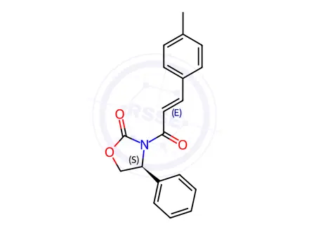 Chemical structure of (S,E)-4-phenyl-3-(3-(p-tolyl)acryloyl)oxazolidin-2-one