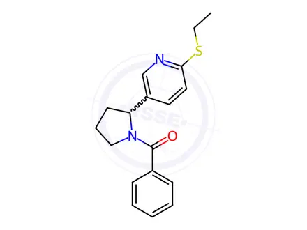 Chemical structure of (2-(6-(Ethylthio)pyridin-3-yl)pyrrolidin-1-yl)(phenyl)methanone
