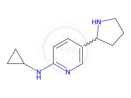 Chemical structure of N-cyclopropyl-5-(pyrrolidin-2-yl)pyridin-2-amine