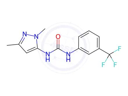 Chemical structure of 1-(1,3-Dimethyl-1H-pyrazol-5-yl)-3-(3-(trifluoromethyl)phenyl)urea