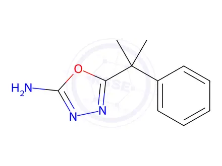 Chemical structure of 5-(1-methyl-1-phenylethyl)-1,3,4-oxadiazol-2-amine