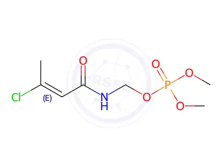 Chemical structure of Phosphoric acid dimethyl 2-chloro-1-methyl-3-(methylamino)-3-oxo-1-propenyl ester