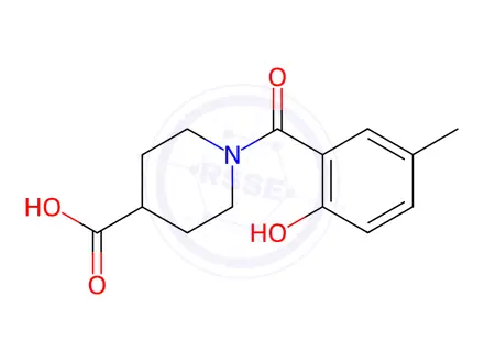 Chemical structure of 1-(2-Hydroxy-5-methylbenzoyl)piperidine-4-carboxylic acid