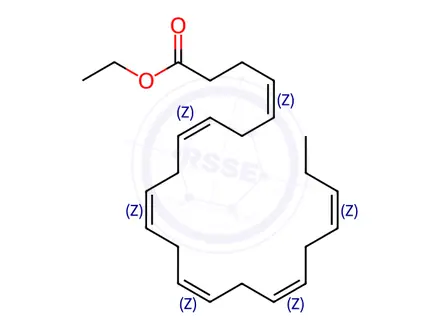 Chemical structure of Ethyl cis-4,7,10,13,16,19-docosahexaenoic acid