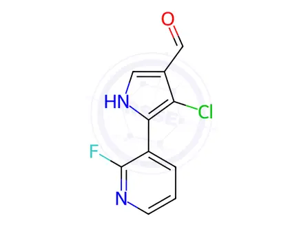 Chemical structure of 1H-Pyrrole-3-carboxaldehyde, 4-chloro-5-(2-fluoro-3-pyridinyl)-