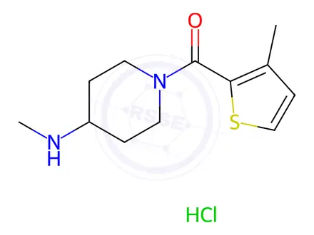 Chemical structure of (4-(Methylamino)piperidin-1-yl)(3-methylthiophen-2-yl)methanone hydrochloride