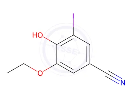 Chemical structure of Benzonitrile, 3-ethoxy-4-hydroxy-5-iodo-