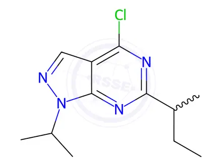Chemical structure of 4-chloro-1-isopropyl-6-sec-butyl-pyrazolo[3,4-d]pyrimidine
