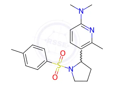 Chemical structure of N,N,6-trimethyl-5-(1-tosylpyrrolidin-2-yl)pyridin-2-amine