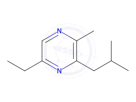 Chemical structure of Pyrazine, 5-ethyl-2-methyl-3-(2-methylpropyl)-(9CI)