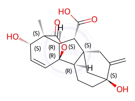 Chemical structure of Gibberellic acid in methanol