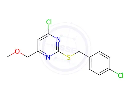 Chemical structure of 4-Chloro-2-[(4-chlorobenzyl)sulfanyl]-6-(methoxymethyl)pyrimidine
