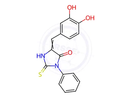 Chemical structure of (5E)-5-(3,4-Dihydroxybenzylidene)-2-mercapto-3-phenyl-3,5-dihydro-4H-imidazol-4-one