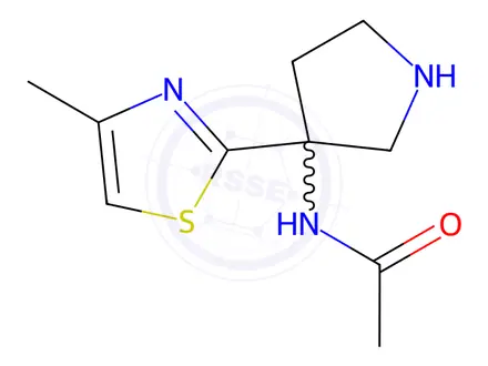 Chemical structure of N-[3-(4-methyl-1,3-thiazol-2-yl)pyrrolidin-3-yl]acetamide dihydrochloride