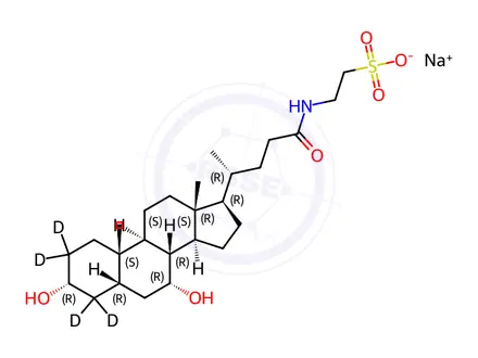 Chemical structure of Taurochenodeoxycholic acid-[D4]sodium salt