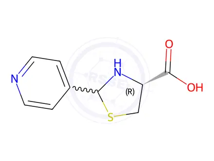Chemical structure of (4R)-2-(pyridin-4-yl)thiazolidine-4-carboxylic acid