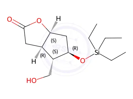 Chemical structure of (3AR,4S,5R,6aS)-4-(Hydroxymethyl)-5-((triethylsilyl)-oxy)hexahydro-2H-cyclopenta[b]furan-2-one