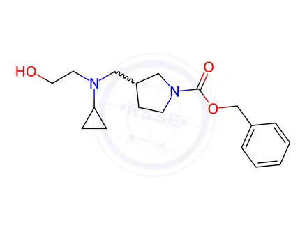 Chemical structure of Benzyl 3-((cyclopropyl(2-hydroxyethyl)amino)methyl)pyrrolidine-1-carboxylate