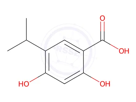 Chemical structure of 2,4-Dihydroxy-5-isopropylbenzoic Acid