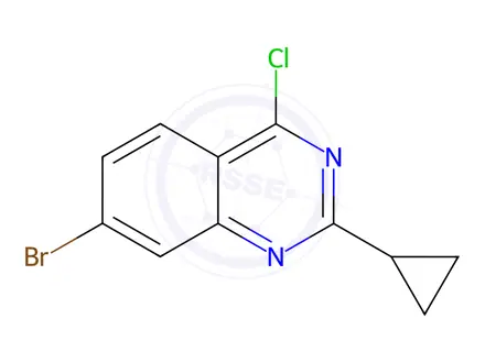 Chemical structure of Quinazoline, 7-bromo-4-chloro-2-cyclopropyl-