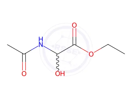 Chemical structure of Acetic acid, (acetylamino)hydroxy-, ethyl ester (9CI)