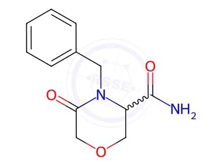 Chemical structure of 4-Benzyl-5-oxo-3-morpholinecarboxamide
