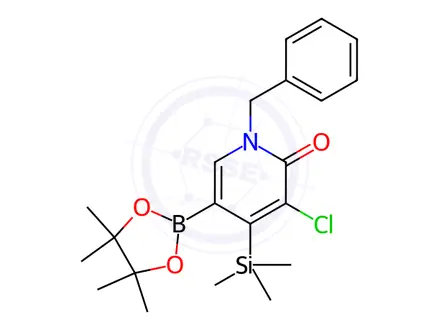 Chemical structure of 1-Benzyl-3-chloro-5-(4,4,5,5-tetramethyl-1,3,2-dioxaborolan-2-yl)-4-(trimethylsilyl)pyridin-2(1H)-one