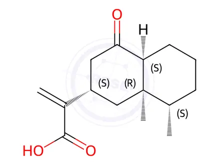 Chemical structure of (2S,4aα)-Decahydro-8α,8aα-dimethyl-α-methylene-4-oxo-2α-naphthaleneacetic acid