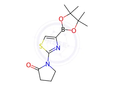 Chemical structure of 1-(4-(4,4,5,5-Tetramethyl-1,3,2-dioxaborolan-2-yl)thiazol-2-yl)pyrrolidin-2-one