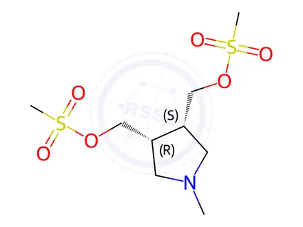 Chemical structure of Methanesulfonic acid (3S,4R)-4-methanesulfonyloxymethyl-1-methyl-pyrrolidin-3-ylmethyl ester RACEMATE