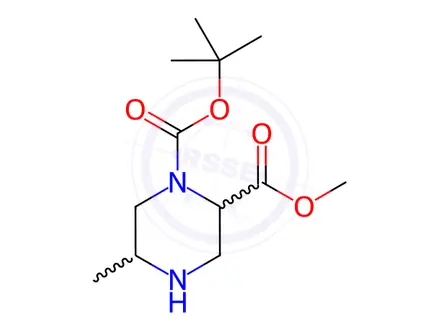 Chemical structure of O1-tert-butyl O2-methyl 5-methylpiperazine-1,2-dicarboxylate