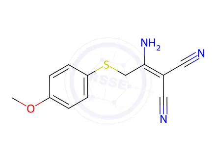 Chemical structure of 2-(1-AMINO-2-[(4-METHOXYPHENYL)SULFANYL]ETHYLIDENE)MALONONITRILE
