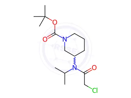 Chemical structure of (S)-2-{[(2-Chloro-acetyl)-isopropyl-amino]-methyl}-pyrrolidine-1-carboxylic acid tert-butyl ester