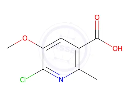 Chemical structure of 6-Chloro-5-methoxy-2-methylnicotinic acid