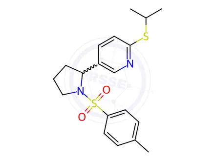 Chemical structure of 2-(Isopropylthio)-5-(1-tosylpyrrolidin-2-yl)pyridine