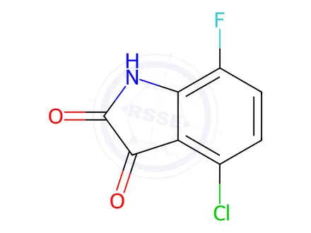 Chemical structure of 4-chloro-7-fluoro-2,3-dihydro-1H-indole-2,3-dione