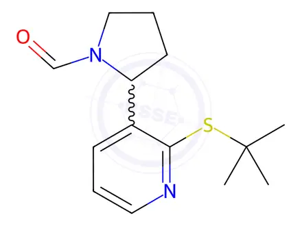 Chemical structure of 2-(2-(tert-Butylthio)pyridin-3-yl)pyrrolidine-1-carbaldehyde