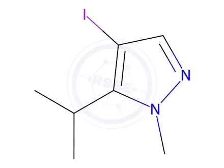 Chemical structure of 4-iodo-1-methyl-5-(propan-2-yl)-1H-pyrazole