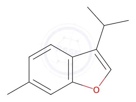 Chemical structure of Benzofuran, 3-isopropyl-6-methyl-(6CI)