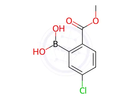 Chemical structure of (5-chloro-2-methoxycarbonyl-phenyl)boronic acid
