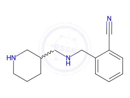 Chemical structure of 2-{[(Piperidin-3-ylMethyl)-aMino]-Methyl}-benzonitrile hydrochloride