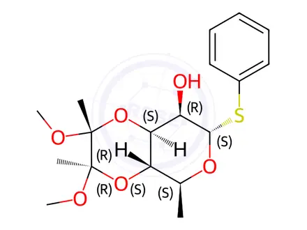 Chemical structure of (4AS,5S,7S,8R,8aS)-2,3-dimethoxy-2,3,5-trimethyl-7-(phenylthio)hexahydro-5H-pyrano[3,4-b][1,4]dioxin-8-ol