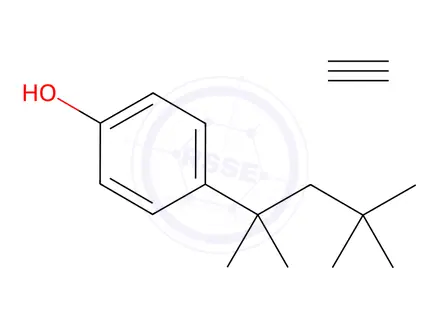 Chemical structure of Phenol, 4-(1,1,3,3-tetramethylbutyl)-, polymer with ethyne