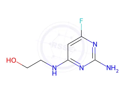 Chemical structure of Ethanol, 2-[(2-amino-6-fluoro-4-pyrimidinyl)amino]-(9CI)