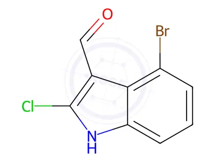 Chemical structure of 4-Bromo-2-chloro-1H-indole-3-carbaldehyde