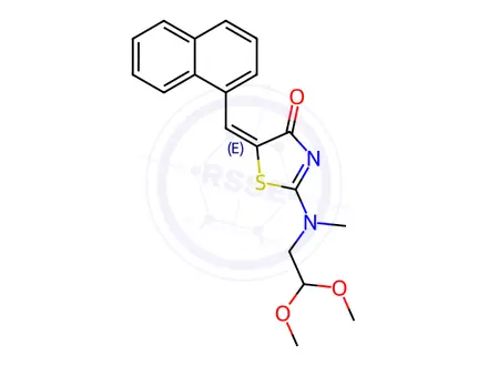 Chemical structure of (5E)-2-[(2,2-Dimethoxyethyl)(methyl)amino]-5-[(naphthalen-1-yl)methylidene]-4,5-dihydro-1,3-thiazol-4-one