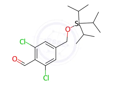 Chemical structure of Benzaldehyde, 2,6-dichloro-4-[[[tris(1-methylethyl)silyl]oxy]methyl]-