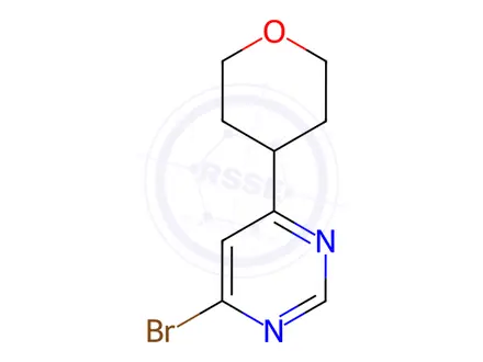Chemical structure of 4-bromo-6-(tetrahydro-2h-pyran-4-yl)pyrimidine